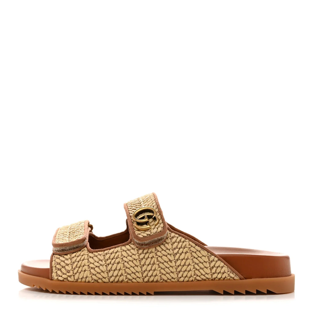 Riviera Raffia Slides (Beige)