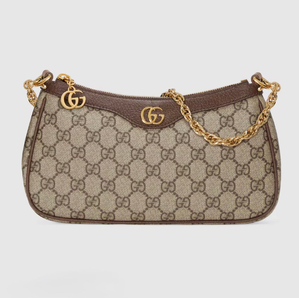 Monogram Chain Shoulder Bag (Brown)