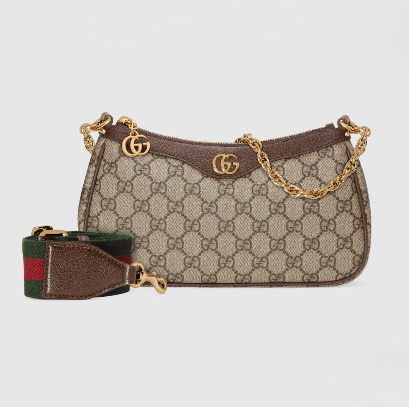 Monogram Chain Shoulder Bag (Brown)