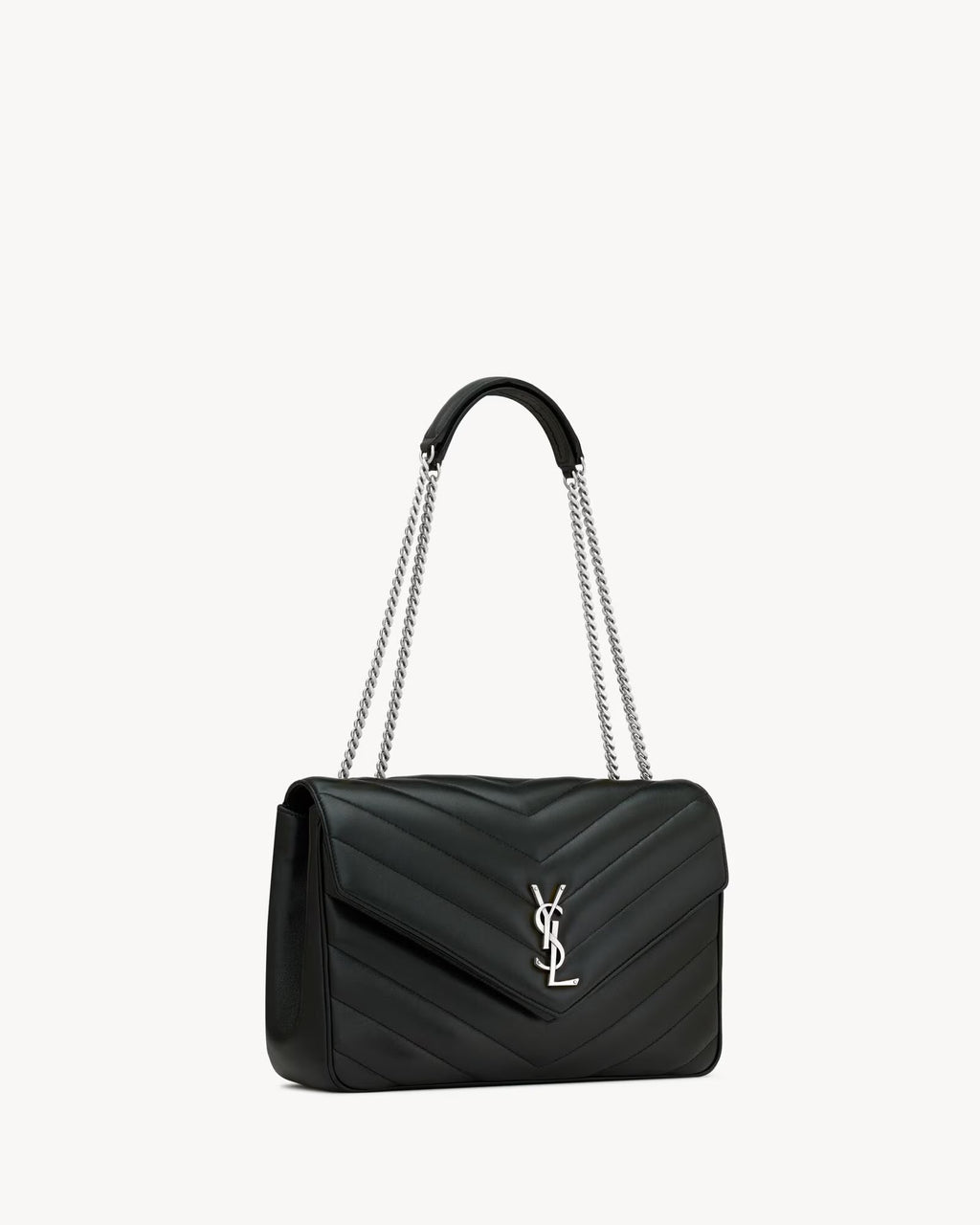 Nouvelle Quilted Shoulder Bag 31 CM (Black Silver Logo)