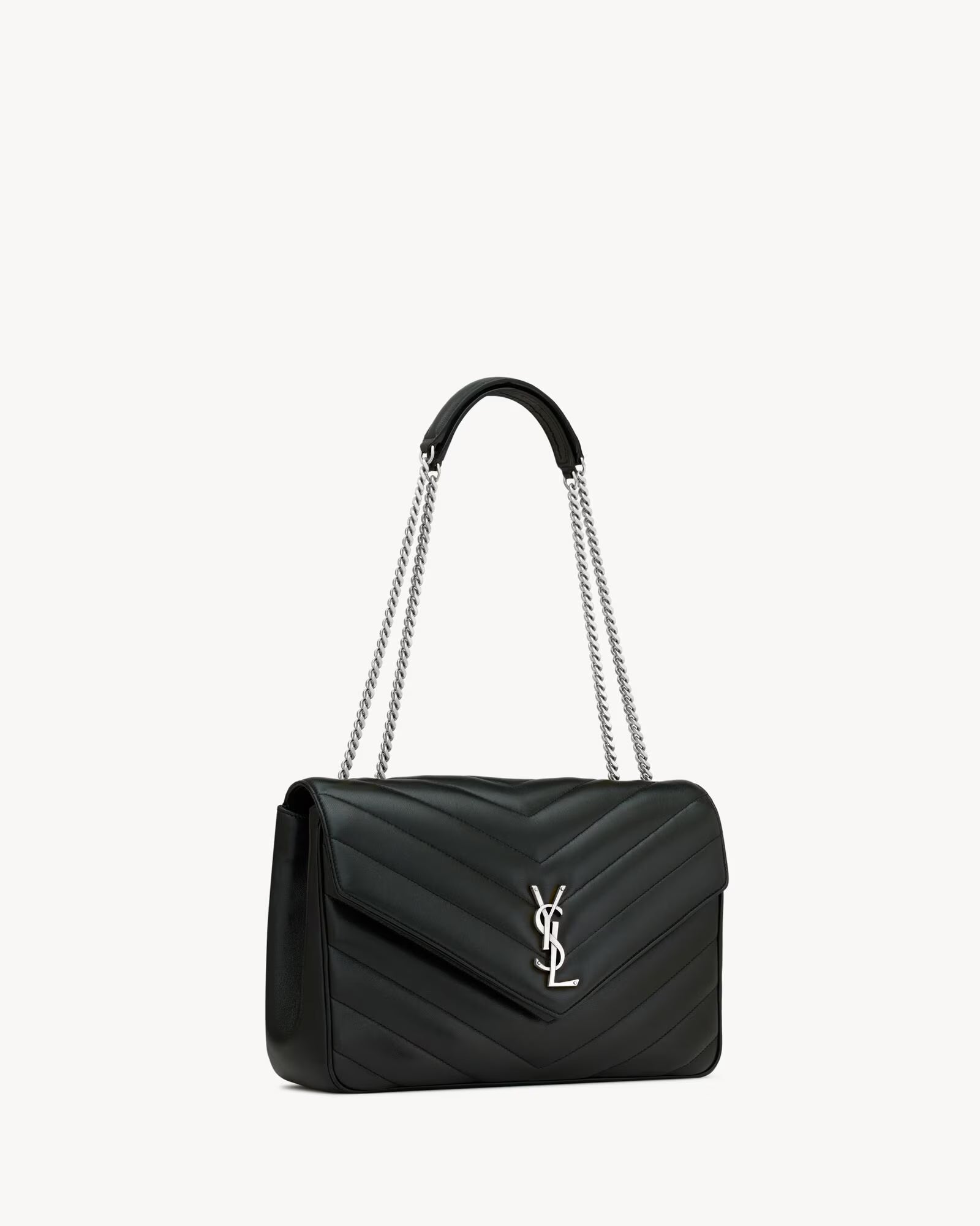 Nouvelle Quilted Shoulder Bag 31 CM (Black Silver Logo)
