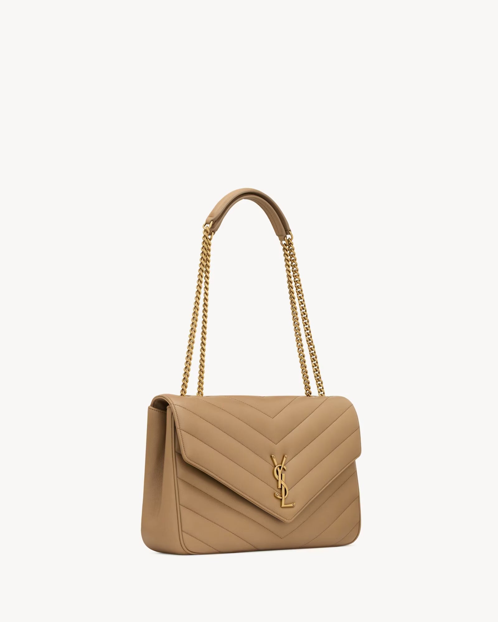 Nouvelle Quilted Shoulder Bag 31 CM (Brown Gold Logo)