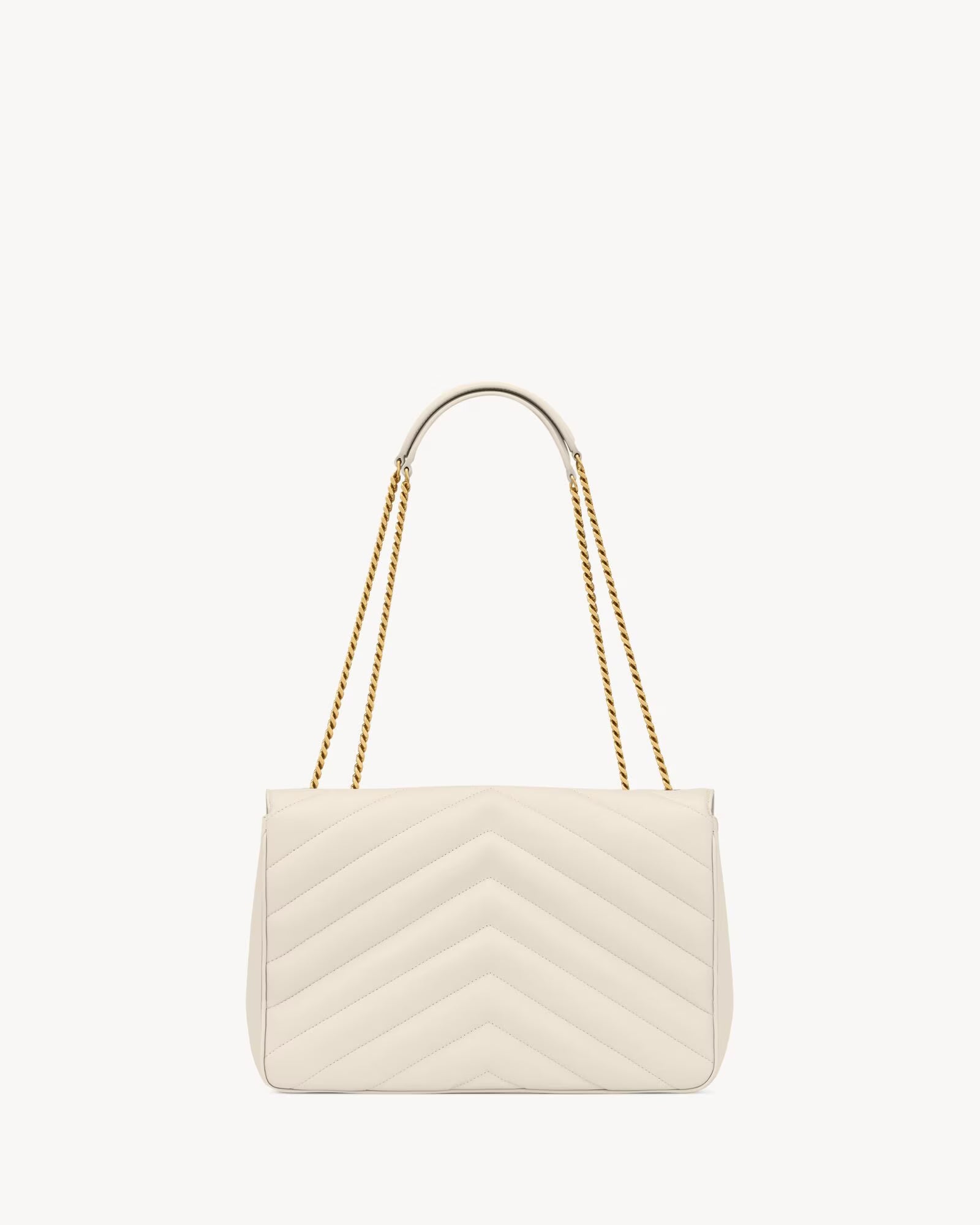 Nouvelle Quilted Shoulder Bag 31 CM (White Gold Logo)