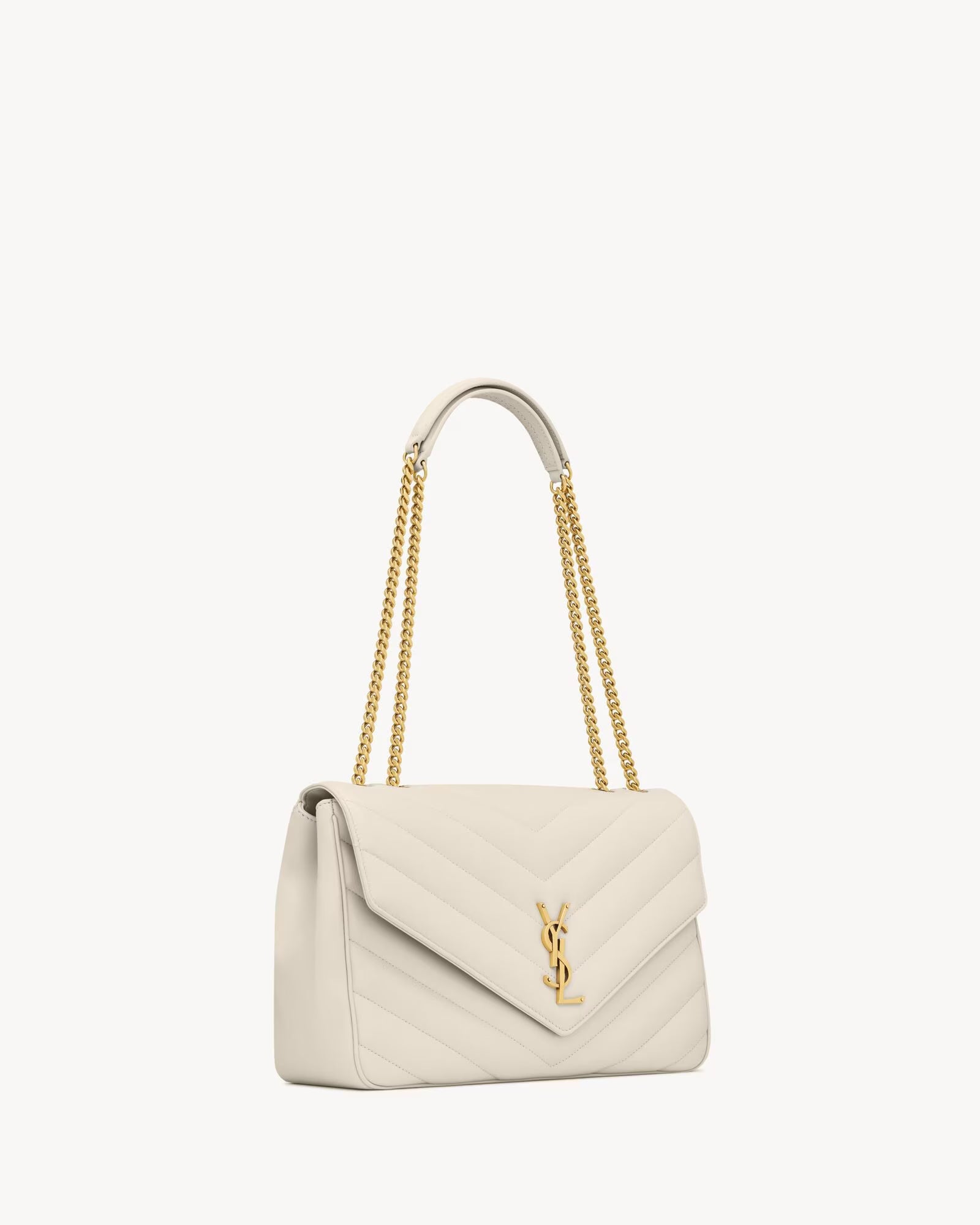 Nouvelle Quilted Shoulder Bag 31 CM (White Gold Logo)