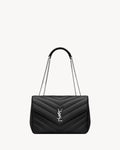 Nouvelle Quilted Shoulder Bag 31 CM (Black Silver Logo)