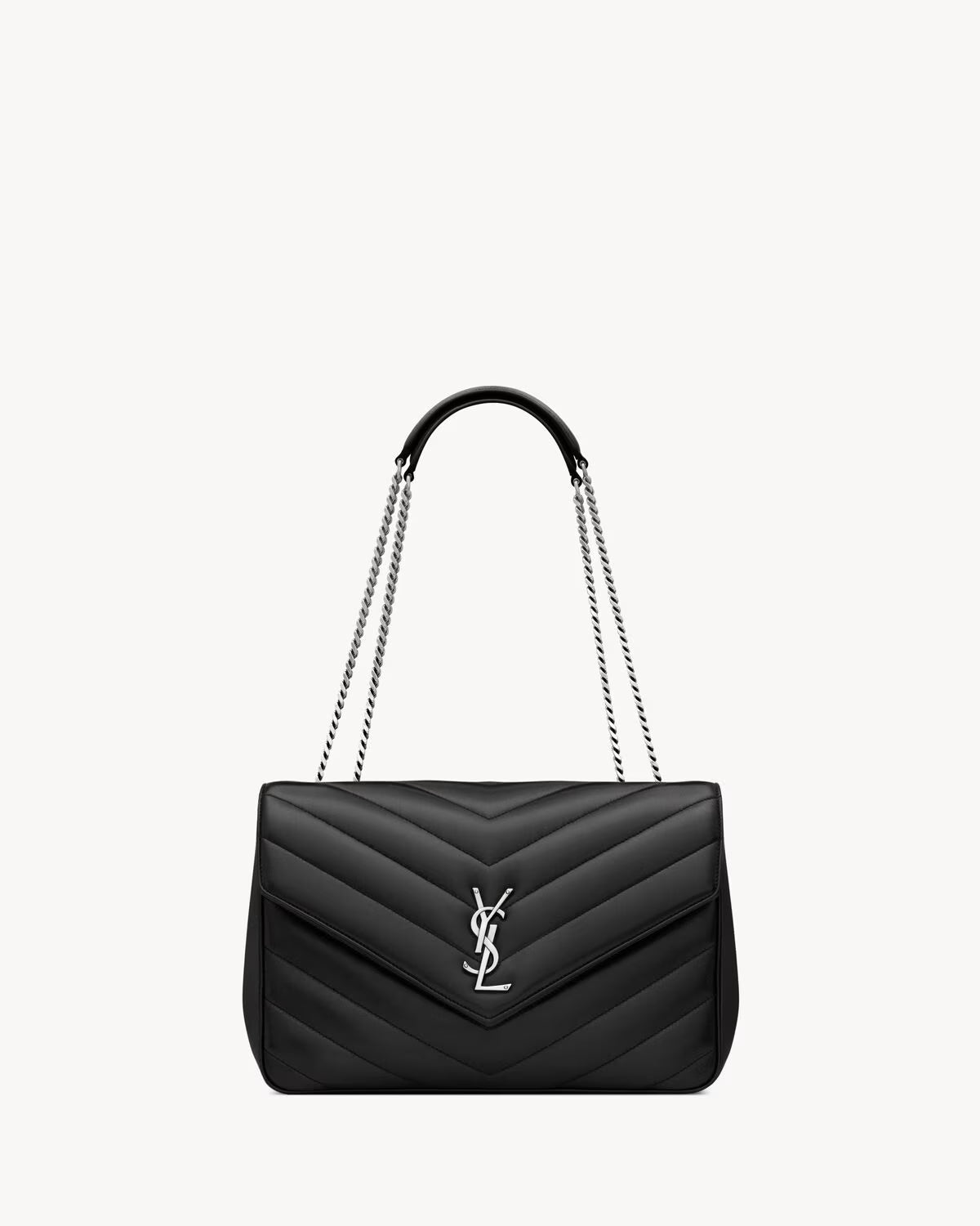 Nouvelle Quilted Shoulder Bag 31 CM (Black Silver Logo)