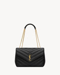 Nouvelle Quilted Shoulder Bag 31 CM (Black Gold Logo)