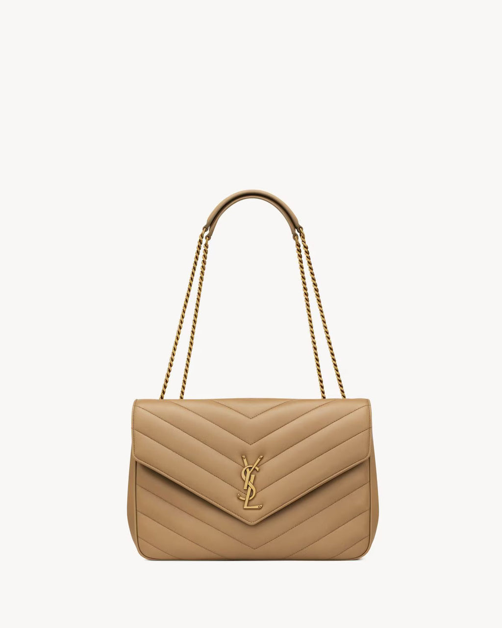 Nouvelle Quilted Shoulder Bag 31 CM (Brown Gold Logo)