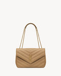 Nouvelle Quilted Shoulder Bag 31 CM (Brown Gold Logo)