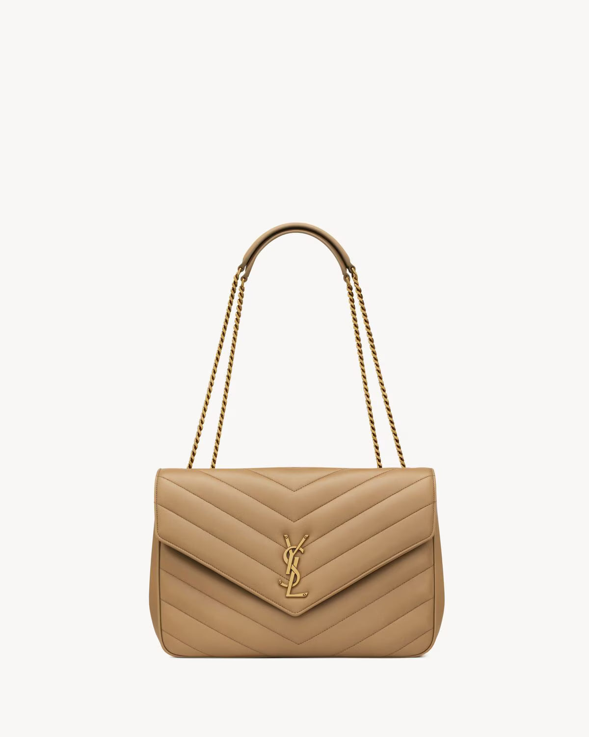 Nouvelle Quilted Shoulder Bag 31 CM (Brown Gold Logo)
