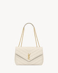 Nouvelle Quilted Shoulder Bag 31 CM (White Gold Logo)