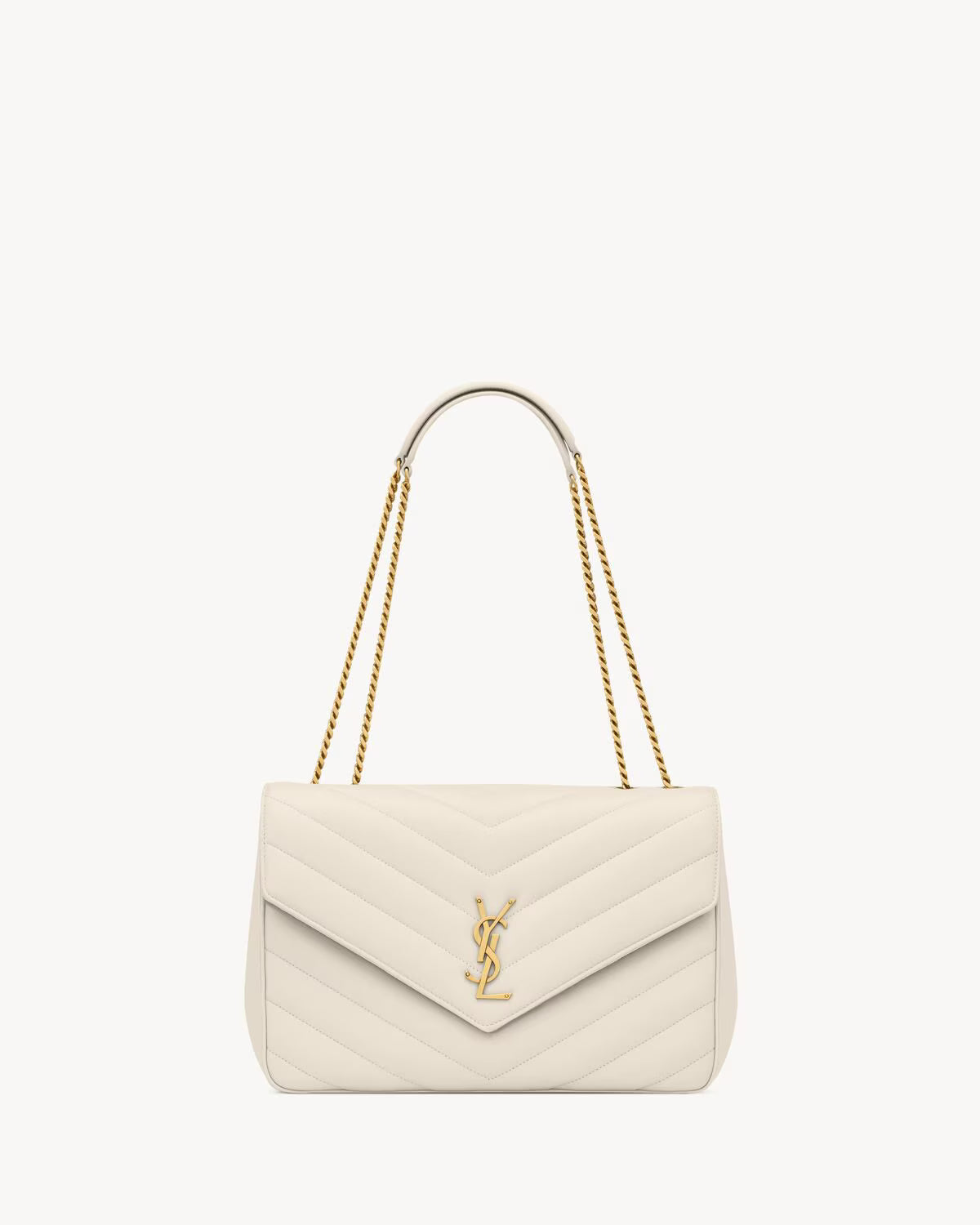 Nouvelle Quilted Shoulder Bag 31 CM (White Gold Logo)