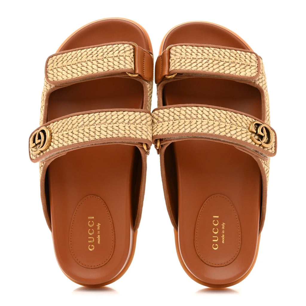 Riviera Raffia Slides (Beige)