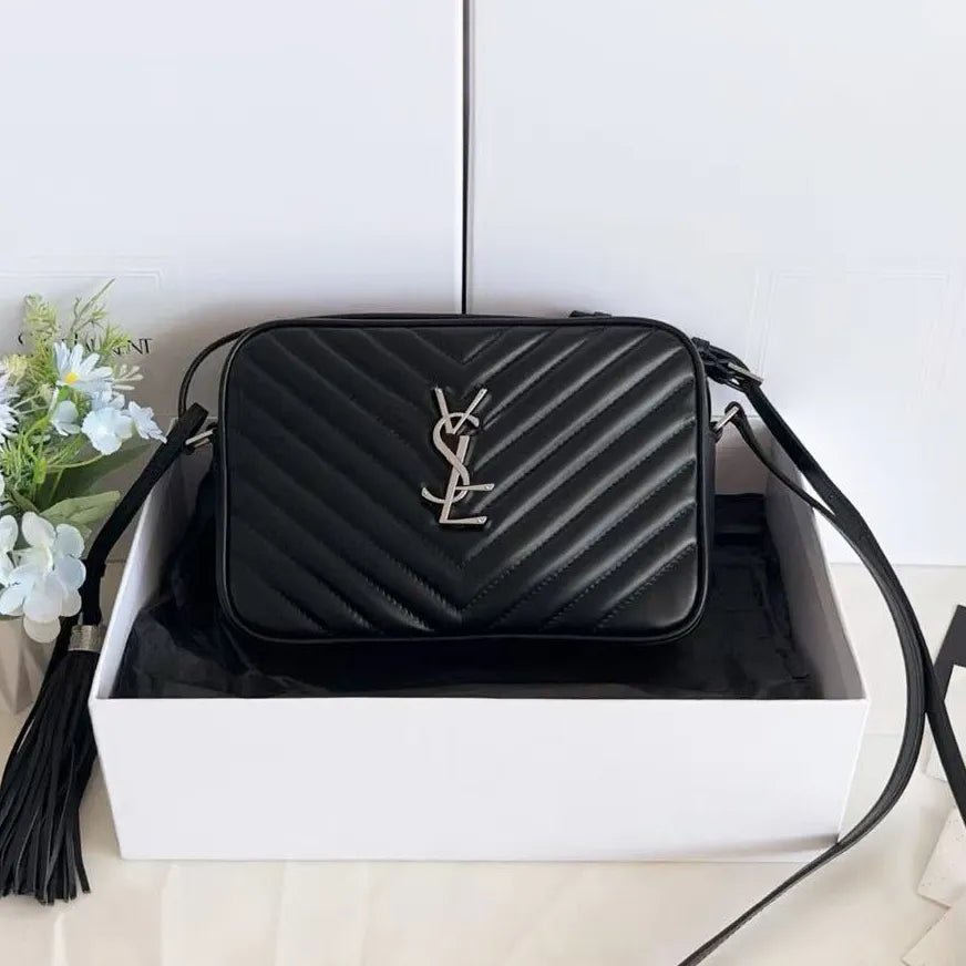 Ravelle Quilted Shoulder Bag (Black/ Silver Logo)